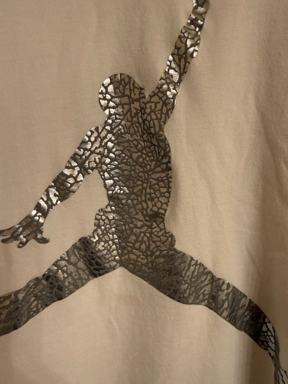 Nike Cream T-Shirt with Metallic Silver Jumpman - Picture 4 of 5